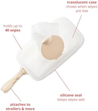 Skip Hop Baby Wipes Dispenser Case, Holds Up to 40 Wipes, Grab & Go Travel Wipe Holder with Snug Seal, Oat - Image 3