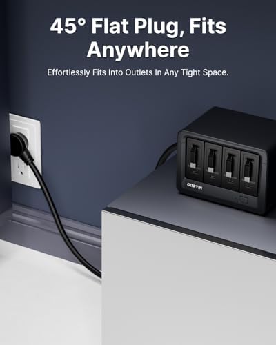 Gitryin 12-in-1 Desktop Charging Station with 4 Retractable Type-C Wall Chargers, 40W USB-C Power Strip with Flat Plug, Extension Cord with 1020J Surge Protection for Home Office - Image 7