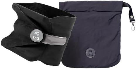 trtl Pillow - Scientifically Proven, Super Soft Neck Support Travel Pillow for Sleeping - Lightweight and Machine Washable - Ergonomic Design for Traveling on Airplanes, Cars, and Trains - Black