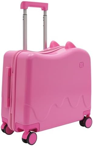 18" Kids Ride-On Suitcase,Children's Carry On Luggage Case,Rolling Luggage With Lock,Travel Trolley Case for Short Trips,School Trips,Outings (Pink)