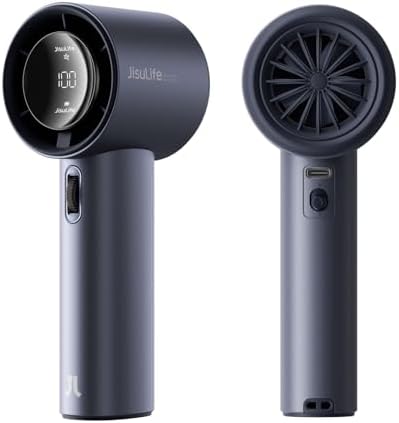 JISULIFE Portable Handheld Fan,Speed(1-100) Adjustable Turbo Mini and 3600mAh Battery Rechargeable Personal Fan,Digital Display,Gifts for Women Men Travel/Camping/Outdoor-Blue