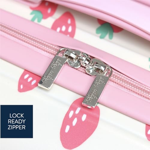 Itzy Ritzy Toddler Suitcase with Adjustable Handle, 360-Degree Spinner Wheels, 2 Interior Compartments and Hard Shell Design; Perfect Kids Luggage with Wheels for Ages 3 and Up (Strawberry) - Image 7