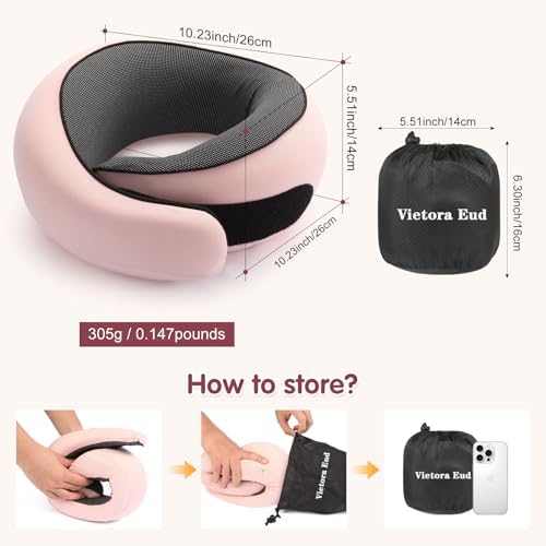 Travel Neck Pillow, Memory Foam Neck Support for Airplane, Car & Office, Breathable Portable Design with Eye Mask, Earplug Holder & Carry Bag, Holiday Gift for Christmas & New Year - Image 7