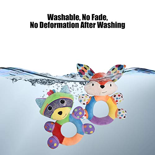 HAHA Baby Teething Rattle Toys, Infant Girl Boy Learning Toy Newborn Soft Handbell Grab Shaker Crinkle Squeaky Sensory Travel Accessories for 0 3 6 9 12 Months Old - Image 6