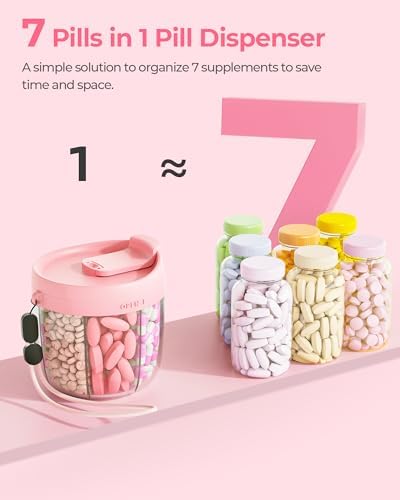 Cute Pill Dispenser with 7 Large Compartments, Portable Pill Bottle Organizer with Wide Opening for Easy Use, Anti-Mix Pill Organizer for Travel, BPA-Free Pill Container, Pink - Image 6