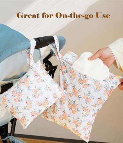 2 Sizes Wet Bags, Waterproof Storage Bag for Baby Diapers and Pump Parts, Reusable Diaper Bag with Zippered Pockets and Handle, Travel Bags, Beach, Pool, Gym Bag for Swimsuits & Wet Clothes, Set of 2 - Image 3