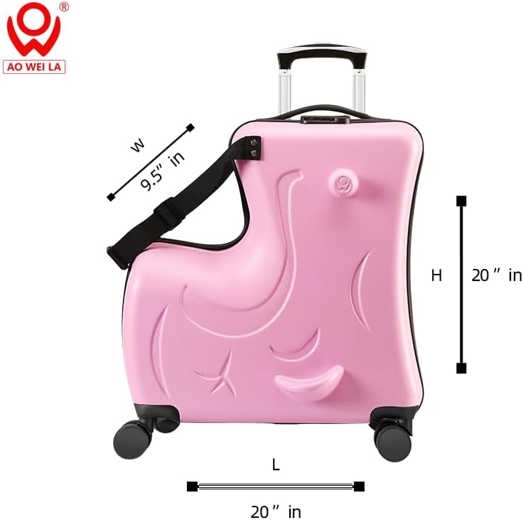 N-A Kids Ride On Suitcase with Wheels, Scooter Luggage for Toddlers Travel, Durable Children's Suitcase for Boys & Girls Ages 2-15 Years - Image 3