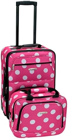 Rockland Fashion Softside Upright Luggage Set, Expandable, Pink Dots, 2-Piece (14/19)