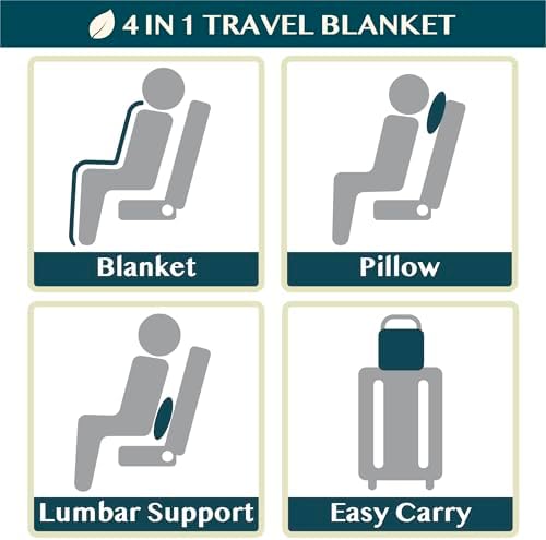 PAVILIA Travel Blanket Pillow, Soft Airplane Blanket 2-in-1 Combo Set, Plane Blanket Compact Packable, Flight Essentials Car Pillow, Travelers Gifts Accessories, Luggage Backpack Strap, 60x43 Black - Image 7