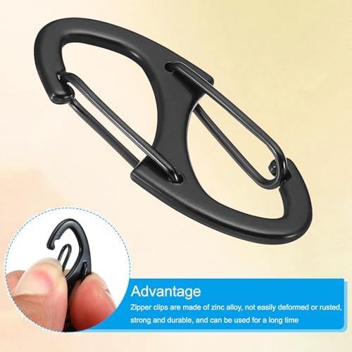9Pcs Zipper Clip Theft Deterrent, Double Opening Lock Zipper Pull Replacement Clips, Small Carabiner Clips for Bag Luggage Pickpocket Backpack Purse Traveling Camping Suitcase - Image 3
