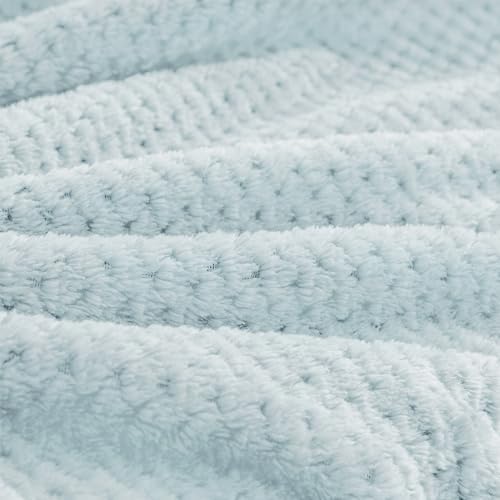 BEDELITE Travel Blanket with Bag, Ultra-Soft Jacquard Fleece Blanket with Luggage Sleeve & Backpack Clip, Airplane Blanket Travel Essentials, Blue - Image 6