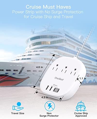 Flat Plug Power Strip, 6ft Ultra Flat Extension Cord - 3 Outlets 4 USB Ports (2 USB C) 22.5W/4.5A Desktop Charging Station, Power Strip No Surge Protection for Cruise Ship, Dorm Room Travel Essentials - Image 5