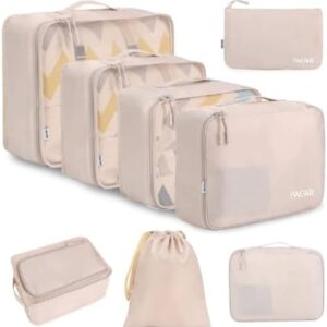BAGAIL 8 Set Packing Cubes Luggage Packing Organizers for Travel Accessories-Cream
