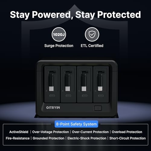 Gitryin 12-in-1 Desktop Charging Station with 3 Retractable Type-C Chargers and 1 Lightning Charger, 40W USB-C Power Strip with Flat Plug, Extension Cord with 1020J Surge Protection for Home Office - Image 7