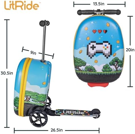 Hardshell Kids Ride-On Luggage with Scooter Suitcase – Carry-On Compliant with LED Light-Up Wheels – Fun and Functional Travel Companion for Children Ages 5–12 - Image 6