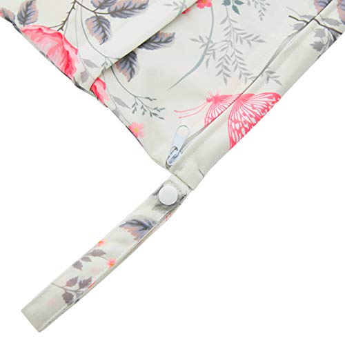 ALVA ALVABABY 2pcs Cloth Diaper Wet Dry Bags Waterproof Reusable with Two Zippered Pockets Travel Beach Pool Daycare Soiled Baby Items Yoga Gym Bag for Swimsuits or Wet Clothes L5166 - Image 3