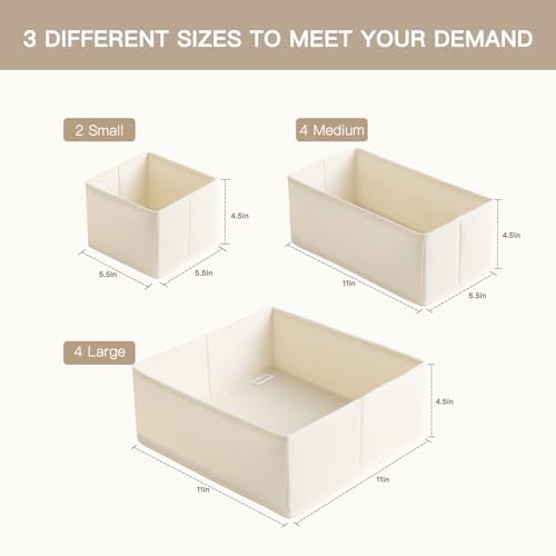 Criusia Drawer Organizer Clothes, 10 Pack Dresser Organizer for Baby Clothes, Underwear, Sock- Foldable Closet Organization and Storage Dividers Bins for Nursery, Bedroom (Beige) - Image 2