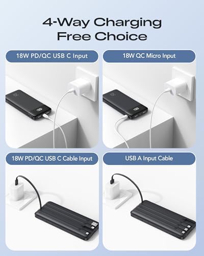 20000mAh Power Bank Fast Charging, Portable Charger with 4 Built-in Cables & 6 Outputs, 20W PD USB C Battery Pack Compatible with iPhone 16/15, Galaxy, Android, iPad & More (Travel Essential) - Image 8