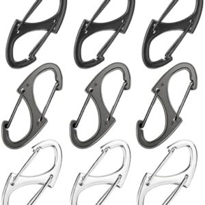 9Pcs Zipper Clip Theft Deterrent, Double Opening Lock Zipper Pull Replacement Clips, Small Carabiner Clips for Bag Luggage Pickpocket Backpack Purse Traveling Camping Suitcase
