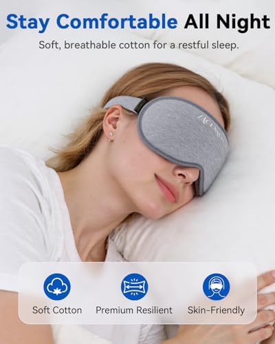 Weighted Eye Mask for Sleeping - Blackout Sleep Mask for Women Men, FACEMOON Lash Extension Eye Covers, Memory Foam, 3D Contoured, Airplane Travel Essentials, Blindfold for Meditation(Gray) - Image 7