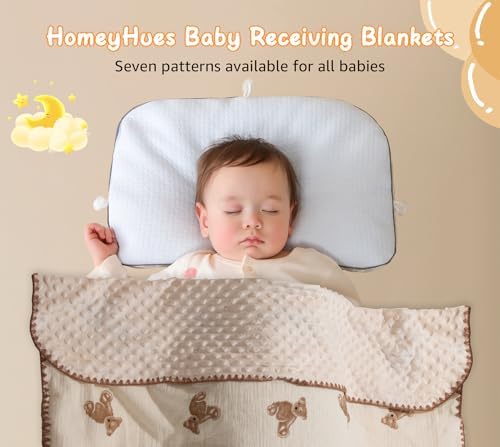 Baby Blanket Double Layer Cotton 40 x 40 Soft Receiving Blanket with Pattern Machine Washable Brown Bear - Image 3