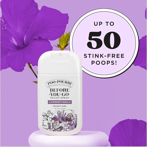 Poo-Pourri Before-You-Go Pocket Toilet Spray, Travel Essentials, Lavender Vanilla, 1 Fl Oz, Up to 50 Uses, On-The-Go Bathroom Odor Deodorizer with Essential Oils, TSA Approved Size - Image 7