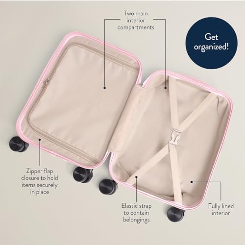 Itzy Ritzy Toddler Suitcase with Adjustable Handle, 360-Degree Spinner Wheels, 2 Interior Compartments and Hard Shell Design; Perfect Kids Luggage with Wheels for Ages 3 and Up (Strawberry) - Image 4