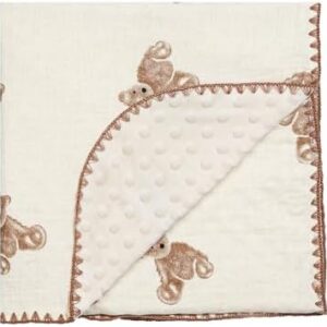 Baby Blanket Double Layer Cotton 40 x 40 Soft Receiving Blanket with Pattern Machine Washable Brown Bear