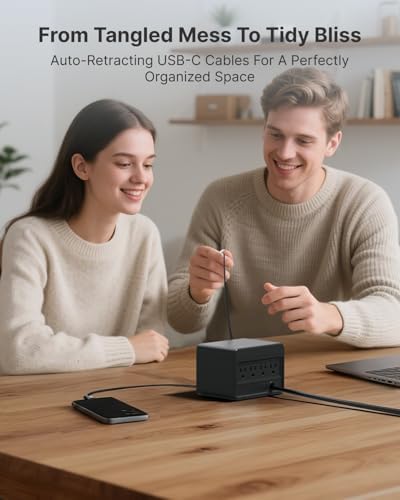 Gitryin 10000mAh Type-C Travel Power Bank, 12-in-1 Desktop Charging Station with 4 Retractable Type-C Wall Chargers - Image 3