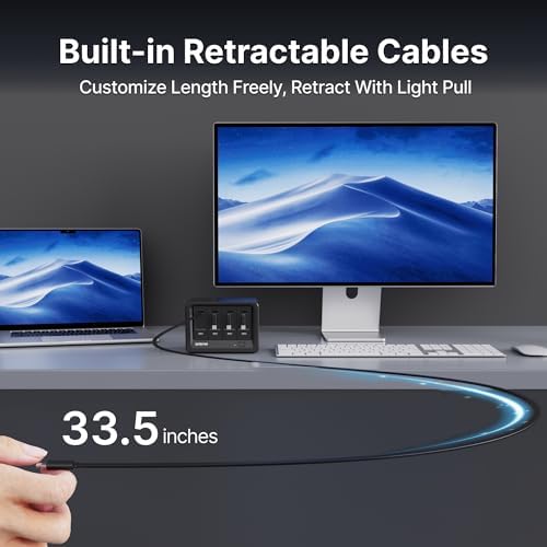 Gitryin 12-in-1 Desktop Charging Station with 3 Retractable Type-C Chargers and 1 Lightning Charger, 40W USB-C Power Strip with Flat Plug, Extension Cord with 1020J Surge Protection for Home Office - Image 5