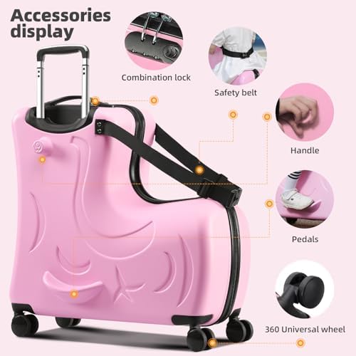 N-A Kids Ride On Suitcase with Wheels, Scooter Luggage for Toddlers Travel, Durable Children's Suitcase for Boys & Girls Ages 2-15 Years - Image 4
