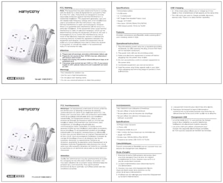 Surge Protector Power Strip - HANYCONY 8 Outlets 4 USB (2 USB C) Charging Ports, Multi Plug Outlet Extender, 5Ft Braided Extension Cord, Flat Plug Wall Mount Desk Charging Station for Home Office ETL - Image 9