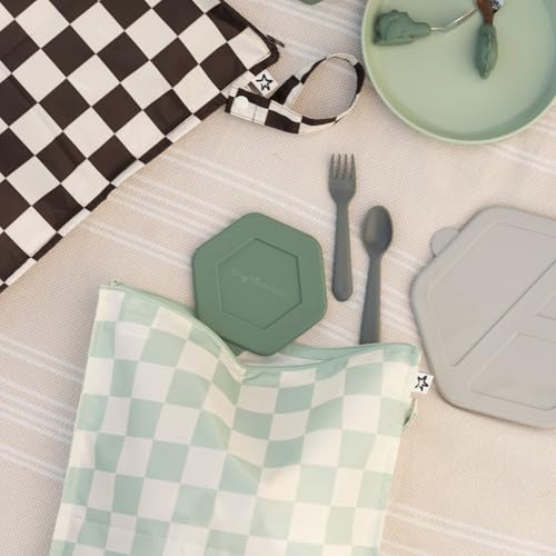 Tiny Twinkle Mess Proof Wet Bags | 2-Pack Reusable Waterproof Wet Bags for Swimsuits | Baby Clothes | Travel & Diaper Bag (Black, Green Checkers) - Image 8