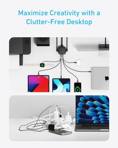 Anker Charging Station (100W), 9-in-1 USB-C Power Strip with 300J Surge Protection, for iPhone 16 and MacBook, 5 ft Flat Cable and Plug, 4 USB-C and 2 USB-A Ports, 3 AC Outlets, for Home, Office - Image 6