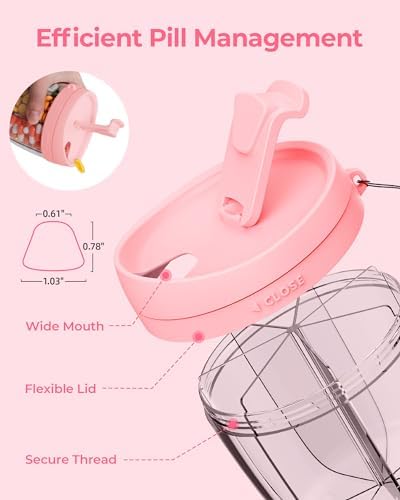 Cute Pill Dispenser with 7 Large Compartments, Portable Pill Bottle Organizer with Wide Opening for Easy Use, Anti-Mix Pill Organizer for Travel, BPA-Free Pill Container, Pink - Image 4