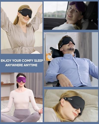 MZOO Luxury Sleep Eye Mask for Side Sleeper Men Women, Zero Eye Pressure 3D Sleeping Mask, Light Blocking Patented Design Night Blindfold, Soft Eye Shade Cover for Travel, Black - Image 7