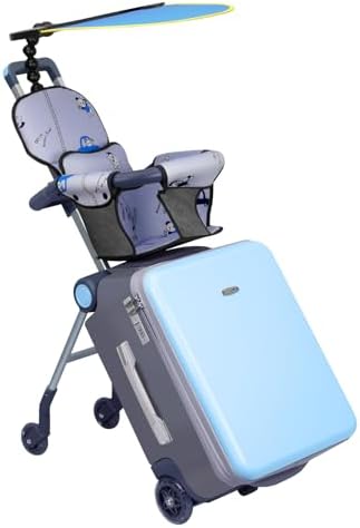 LemoHome Expandable Luggage with Spinner Wheels,Large Suitcases with Child Seat Design,Hard Luggage for Women and Men,20 inch Hardside Carry on Luggage for Travel (Blue visor)