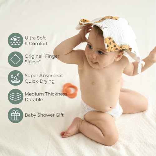 Momcozy Baby Washcloths - 4 Layer Design| Medium Thickness| Premium Cotton for Newborns' Skin-Great for Bathing, Wiping & on-The-go Use, Shower Gift and Essential(5 Pack, 10x10 inch) - Image 2