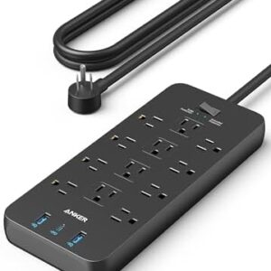 Anker Power Strip Surge Protector (2100J), 12 Outlets with 2 USB A and 1 USB C Port for Multiple Devices, 5ft Extension Cord, 20W Power Delivery Charging for Home, Office, Dorm Essential, TUV Listed