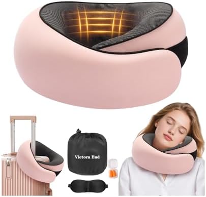Travel Neck Pillow, Memory Foam Neck Support for Airplane, Car & Office, Breathable Portable Design with Eye Mask, Earplug Holder & Carry Bag, Holiday Gift for Christmas & New Year - Image 8