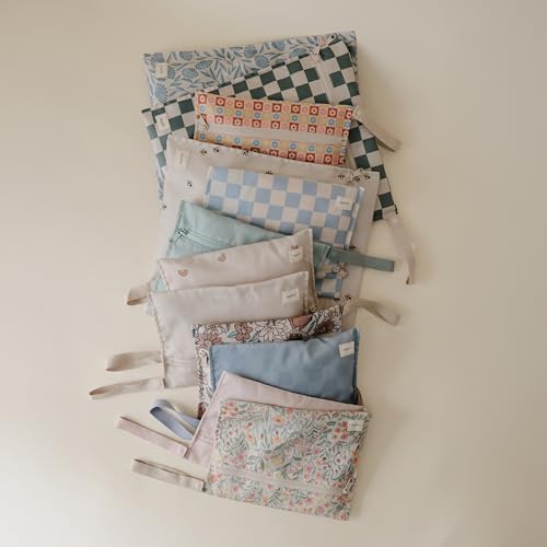 mushie Water Resistant Wet Bags | Large & Small Reusable Storage Bag for Baby Items and Travel | Zippered Pockets with Handle | Machine Washable, Set of 2 (Blue Flowers) - Image 3