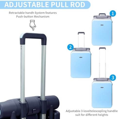 LemoHome Expandable Luggage with Spinner Wheels,Large Suitcases with Child Seat Design,Hard Luggage for Women and Men,20 inch Hardside Carry on Luggage for Travel (Blue visor) - Image 4