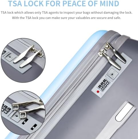 LemoHome Expandable Luggage with Spinner Wheels,Large Suitcases with Child Seat Design,Hard Luggage for Women and Men,20 inch Hardside Carry on Luggage for Travel (Blue visor) - Image 3