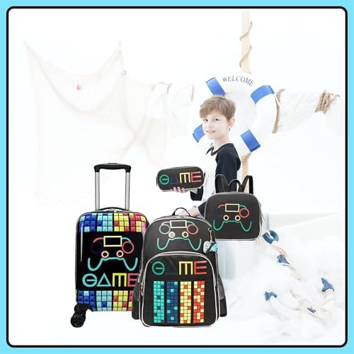 Kid’s Luggage Set 5 Piece Suitcase Set 16’’ Hardside Luggage with Spinner Wheels Girls Boys Carry on Luggage Travel Rolling Luggage Airline Approved - Image 5