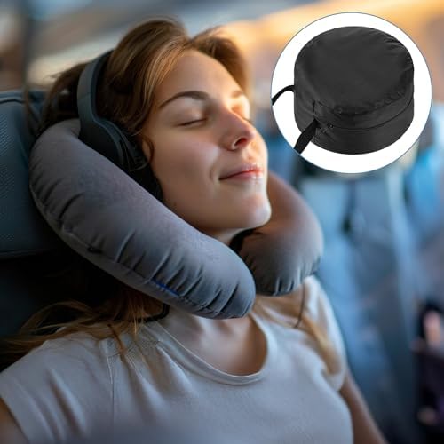 Travel Neck Pillow Bag, Compact Neck Carrying Bag Pillow Storage Bags Case Quick with Release Clasp Attaches to Luggage Backpack for Travel Airplane Train Journey - Image 5