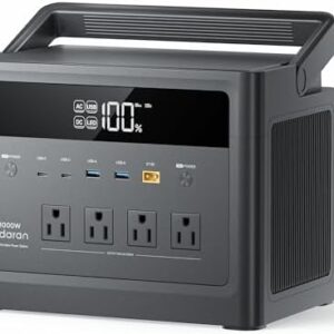 Portable Power Station 1000W (Surge 2000W), 576Wh LiFePO4 Battery Solar Generator, 100W USB-C Output Power Bank Fast Charging for Home Use, Camping, Emergency, RVs, Road Trips