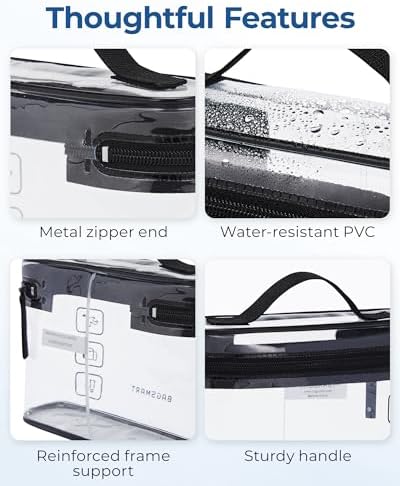 BAGSMART TSA Approved Toiletry Bag, 2 Pack Clear Makeup Cosmetic Bag Organizer, Quart Size Travel Bag for Toiletries, Carry-on Travel Accessories Essentials, Black-2pcs - Image 3