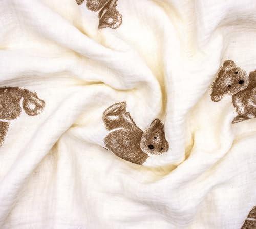 Baby Blanket Double Layer Cotton 40 x 40 Soft Receiving Blanket with Pattern Machine Washable Brown Bear - Image 2