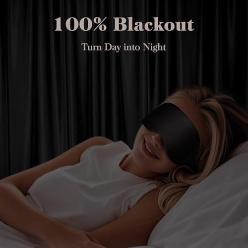 3D Eye Mask Sleep Mask for Men & Women, 100% Pressure-Free & Light Block-Out Eye Mask for Sleep with Easy Adjustable Strap, Night Eye Cover for Travel, Black - Image 2