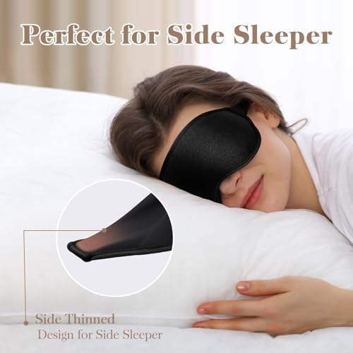 3D Eye Mask Sleep Mask for Men & Women, 100% Pressure-Free & Light Block-Out Eye Mask for Sleep with Easy Adjustable Strap, Night Eye Cover for Travel, Black - Image 7